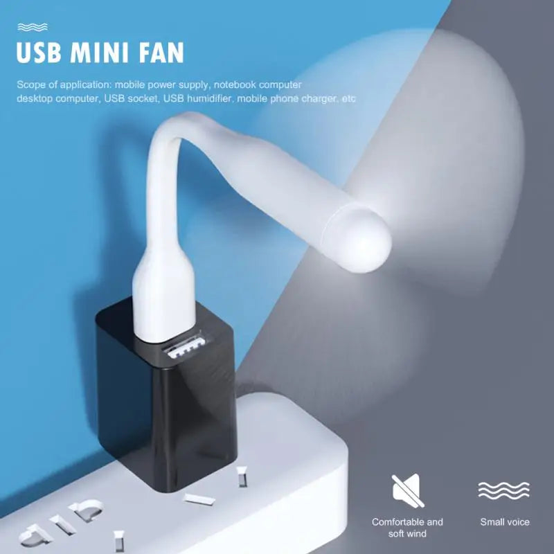 Mini USB Fan Flexible Bendable Fan For Power Bank Laptop